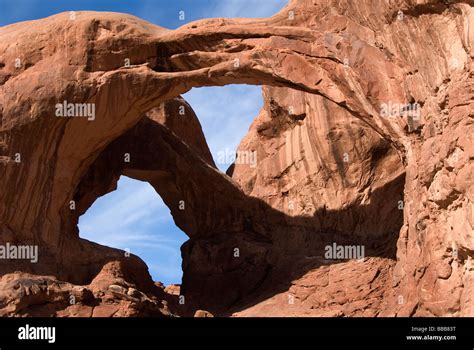 double arch arches national park utah usa stock photo alamy