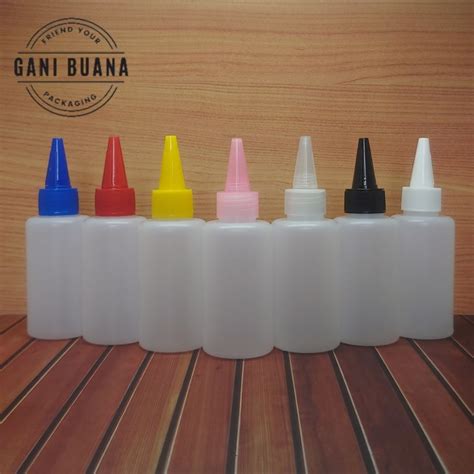 jual botol tinta kerucut  ml rf hdpe natural pendek tutup kerucut