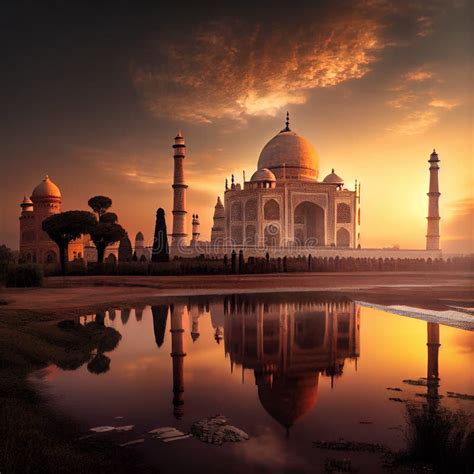 Taj Mahal sunset stock illustration. Illustration of wallpaper - 266563873