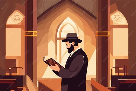 premium vector jewish vector illustration series jew reading torah
