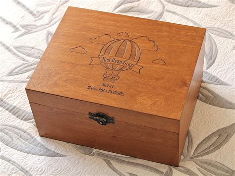 Personalized Baby Memory Box, Baby Keepsake Box, Hot Air Balloon Memory ...