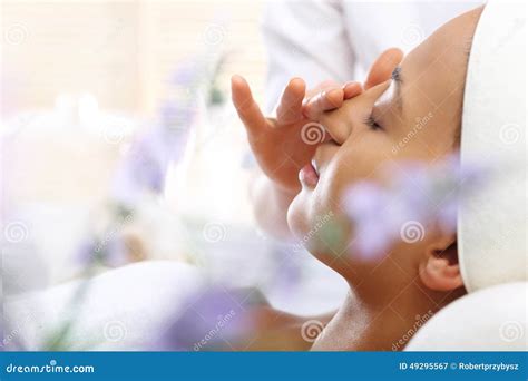 Acupressure, face massage stock image. Image of acupressure - 49295567