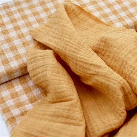 Cotton Reversible Double Gauze Gingham VICHY - Vanilla - Sample - Higgs ...