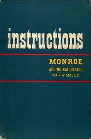 Monroe Form 878-S: Instructions - Monroe Adding-Calculator MA-7-W