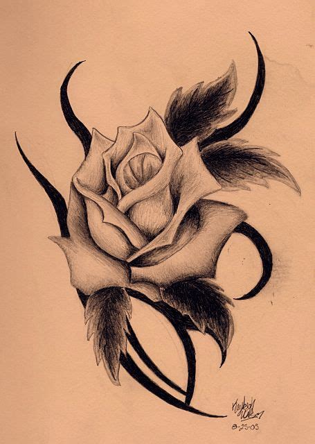 Эскиз татуировки Роза графика - фото в салоне Tattoo Times