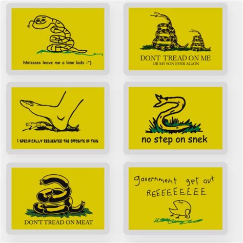 Snekright gadsden flag parody memes x6 sticker | Zazzle.com