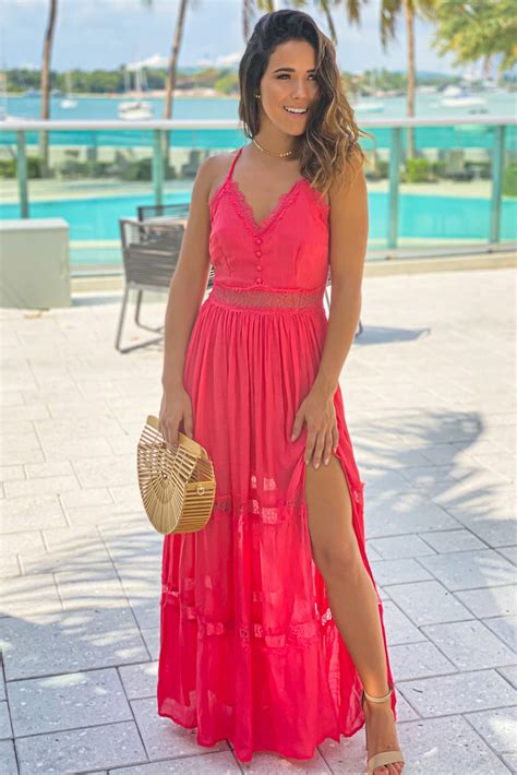 coral color maxi dress 6