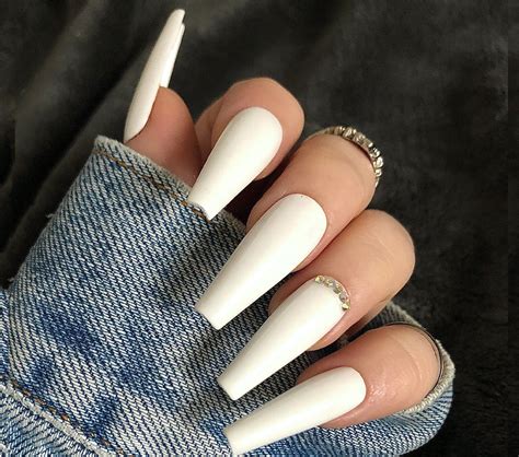 Uhlala - Press on Nails - weiße Nägel mit Strasssteinen - Weiß - Glossy ...