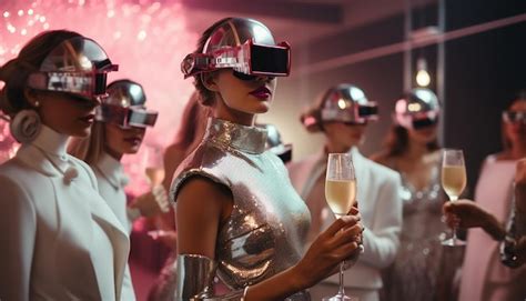 Premium AI Image | Retrofuturistic photo of party in futuristic fashion