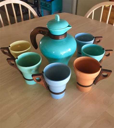 California early pottery Joaquin coffee server and matching mugs with
