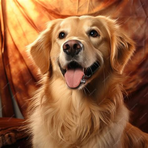 Premium AI Image | Loyal Golden Retriever Smiling in Golden Pastel