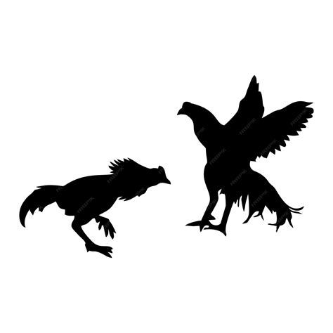Premium Vector | Silhouette of black cocks fighting