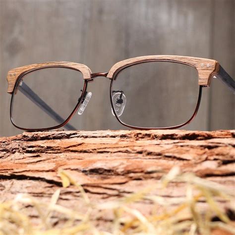 Hdcrafter Unisex Full Rim Square Wood Metal Frame Eyeglasses Lhb026 ...