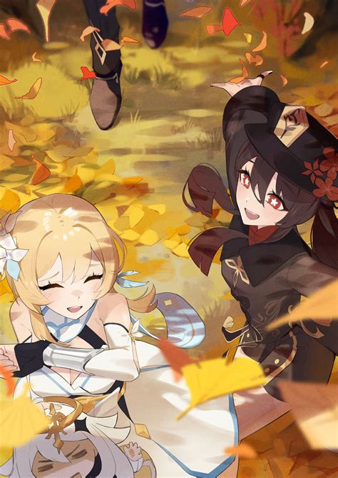 Hu Tao & Lumine (Daily Hu Tao day 302)(By: LEMPIKA ) : r/HuTao_Mains
