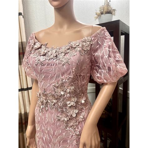 modern ninang ootd full lace  shoulder semi serpentine cut puff