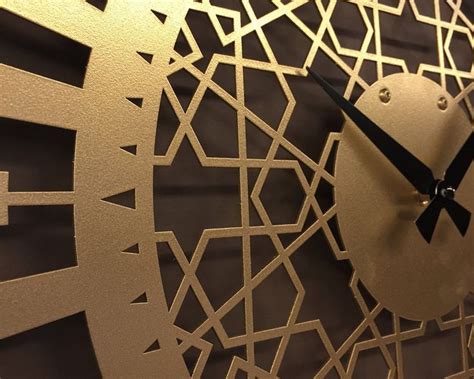 Large Metal Islamic Wall Clock, Gold Islamic Clock, Islamic Wall Art ...