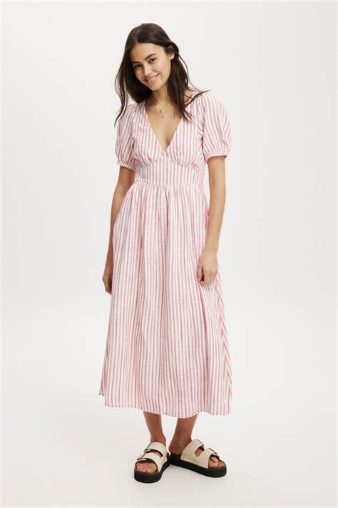 cotton  women tyler maxi dress redpink stripe maxi dress