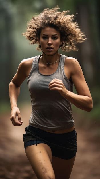 Premium AI Image | Woman trail running female runner