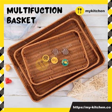 kitchen multifunction basket rattan tray fruit home deco wicker