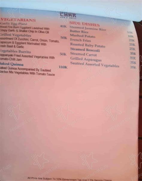 Menu at Char Char Bar & Grill, Kuta