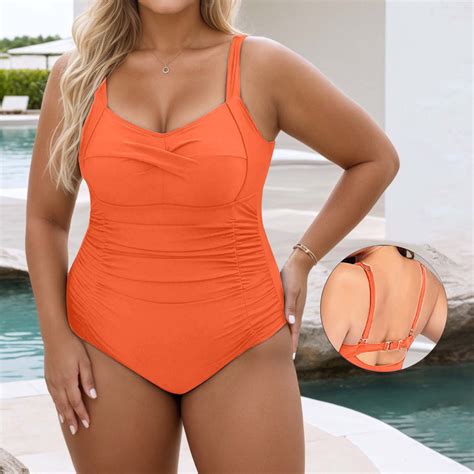 Bathing Suits for Women Plus Size Orange Bathing Suits 1 Piece Bathing