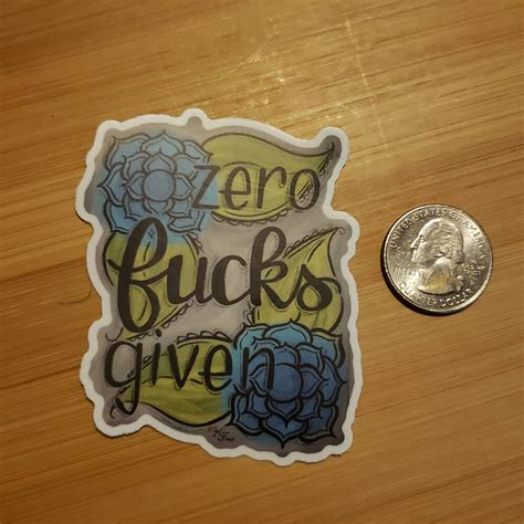 Zero Fucks Given Vinyl Sticker laptop Sticker Waterproof - Etsy