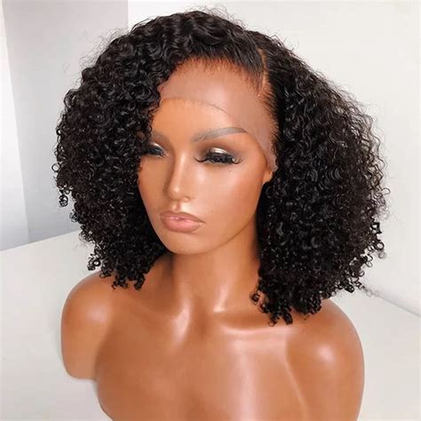 Afro Kinky Curly Human Hair 180 Density Lace Front Wigs For Black Women ...
