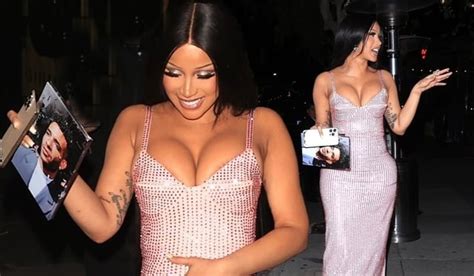 Cardi B looks sensational in a busty pink dress on night out - after ...