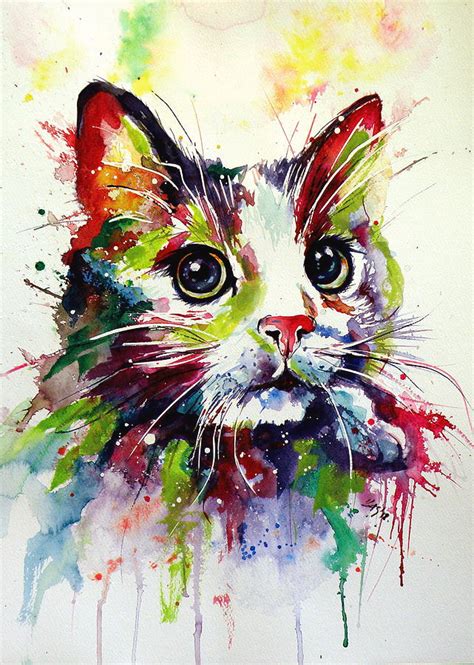 Colorful cat V by Kovacs Anna Brigitta | Cat painting, Animal paintings ...