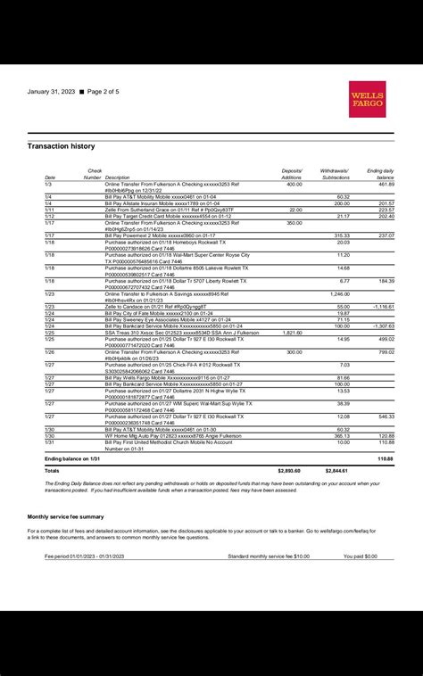 Bank Statement Template