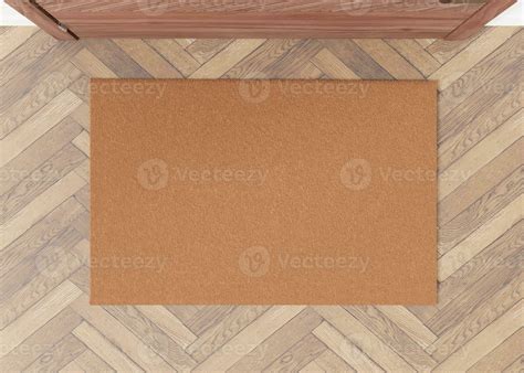 Blank brown door mat on the floor at home. Welcome mat with copy space