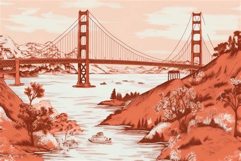 Golden gate bridge landscape red | Premium Photo Illustration - rawpixel