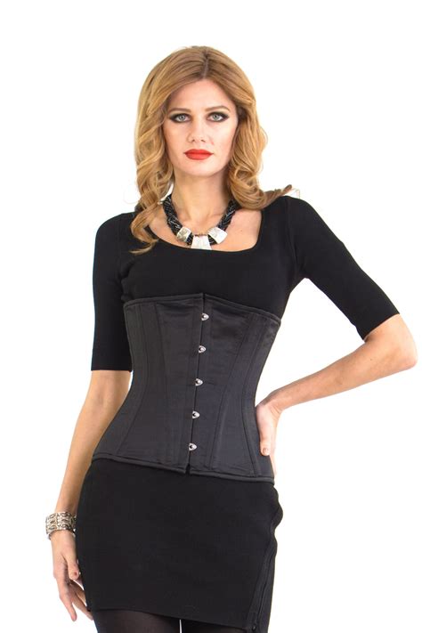Kelly Black Satin Underbust Steel Boned Corset | Glamorous Corset