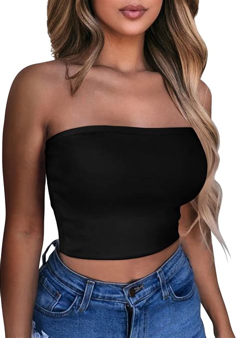 Summer Top for Women Tube Tops Slim Fit Crop Tops Backless Top