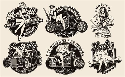 Set of vintage pin-up girls 1229010 Vector Art at Vecteezy