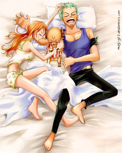 Nami & Zoro qui dort entre Chopper | ゾロナミ, ワンピース