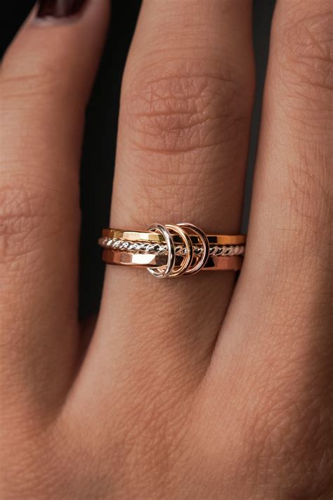 Triple Link Ring, Mixed Metals – Hannah Naomi Jewelry