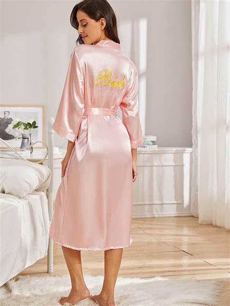 Women Long Bride Wedding Party Satin Robes Bride – BABARONI UK