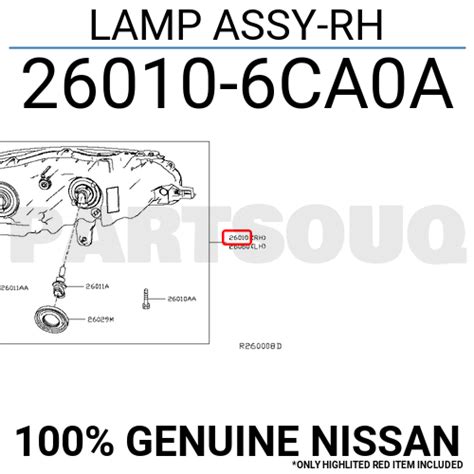 260106CA0A Genuine Nissan LAMP ASSY-RH 26010-6CA0A | eBay