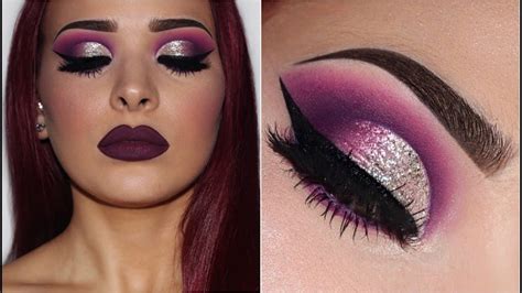 Best Eye Makeup Looks For 2021 Glitter Purple And Liner Purple Eye ...