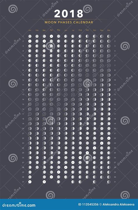 Moon Phases Calendar Vector Stock Vector - Illustration of calendar ...