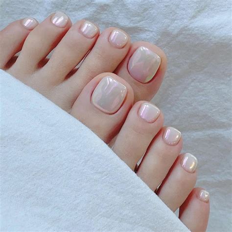 Press On Toes Nails Nude Shiny Fake Toenails Short Square False Toes