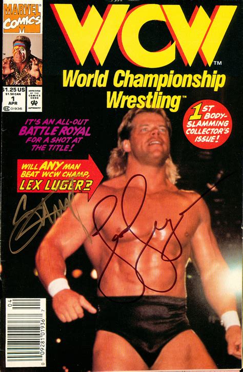 sting lex luger dual signed wcw comic apr  signed  superstars