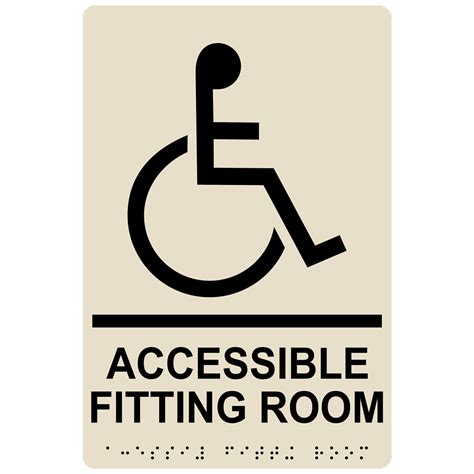 ADA Accessible Fitting Room Braille Sign RRE-19949_BLKonAlmond