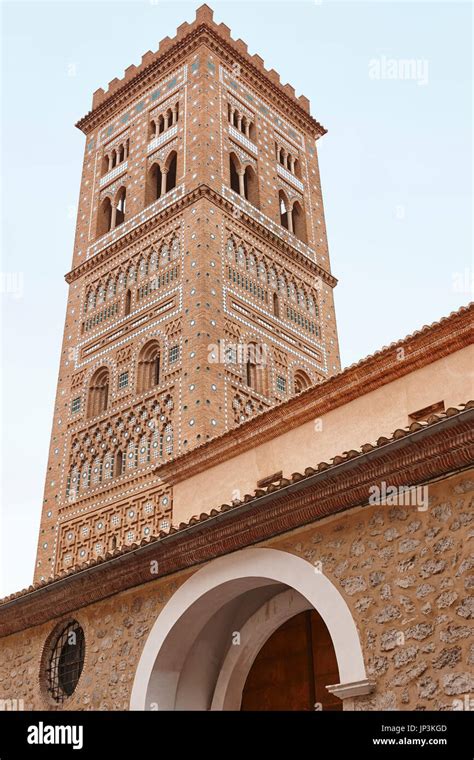 Mudejar style tower, San Martin. Teruel. Spanish heritage. Architecture ...