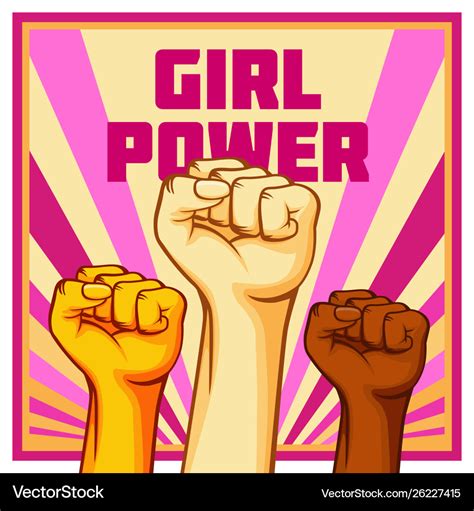 Vintage style girl power poster raised fist Vector Image