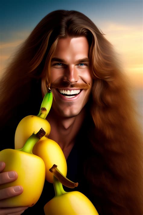 Lexica - Crazy giggling long haired Carlson with bananas in his hair