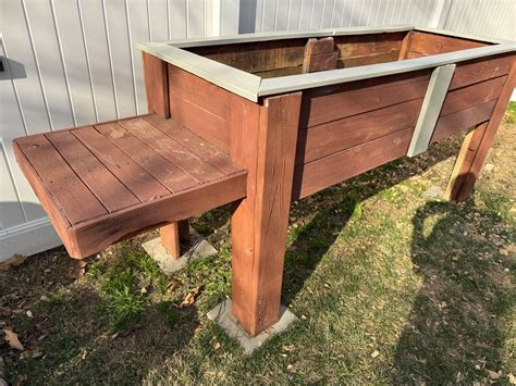 Large Raised Planter Box/Garden Bed with a side table - Pots & Planters
