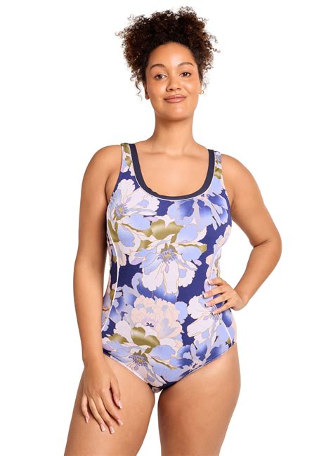 Vintage Floral Retro low Leg One Piece - Genevieve Swimwear