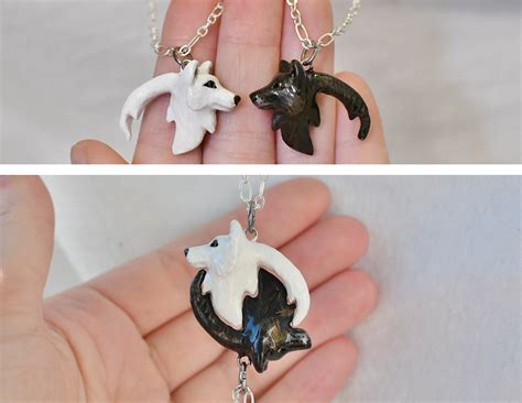 Wolf Yin Yang Necklace His and Hers Interlocking Couple